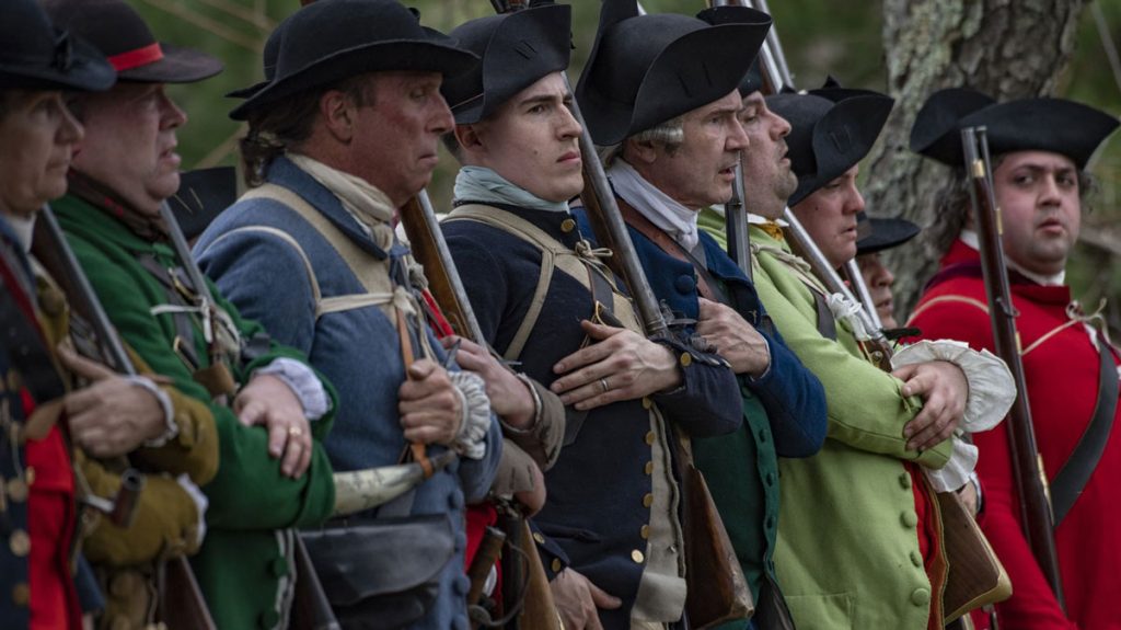 Militia men standing in formation