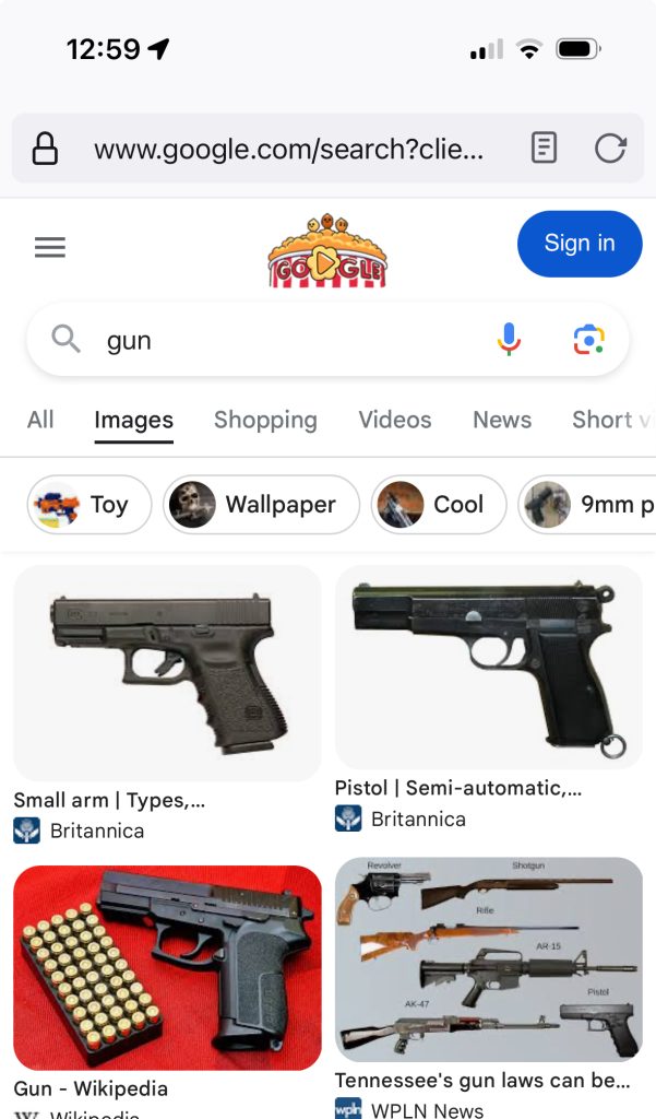 A Glock 19 appears as the very first Google image search result for the term 'gun.'