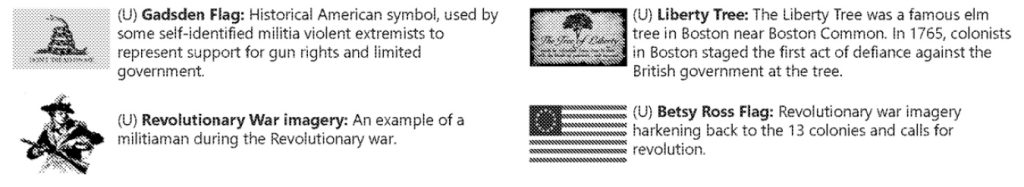 A snippet from the FBI's document detailing symbols of domestic terrorism.