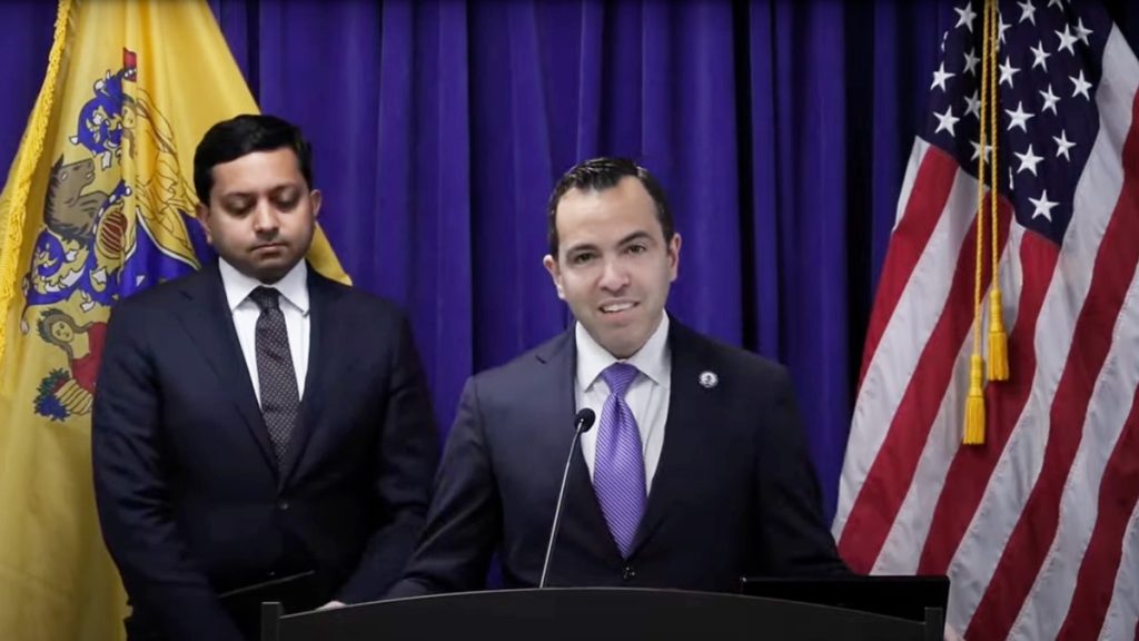 New Jersey Attorney General Matthew Platkin and Ravi Ramanathan, director of the Statewide Affirmative Firearms Enforcement (SAFE) office.