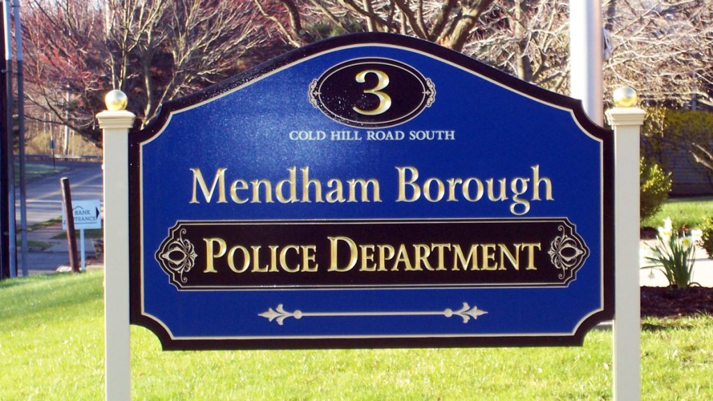 Mendham Borough Police Department sign