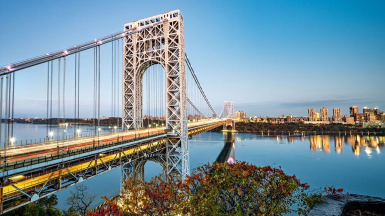 The landmark George Washington Bridge, located in Fort Lee, New Jersey.