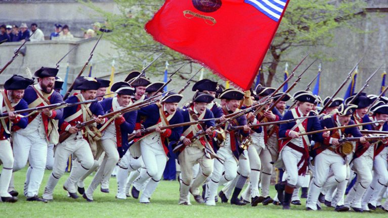 Continental Army solders in battle